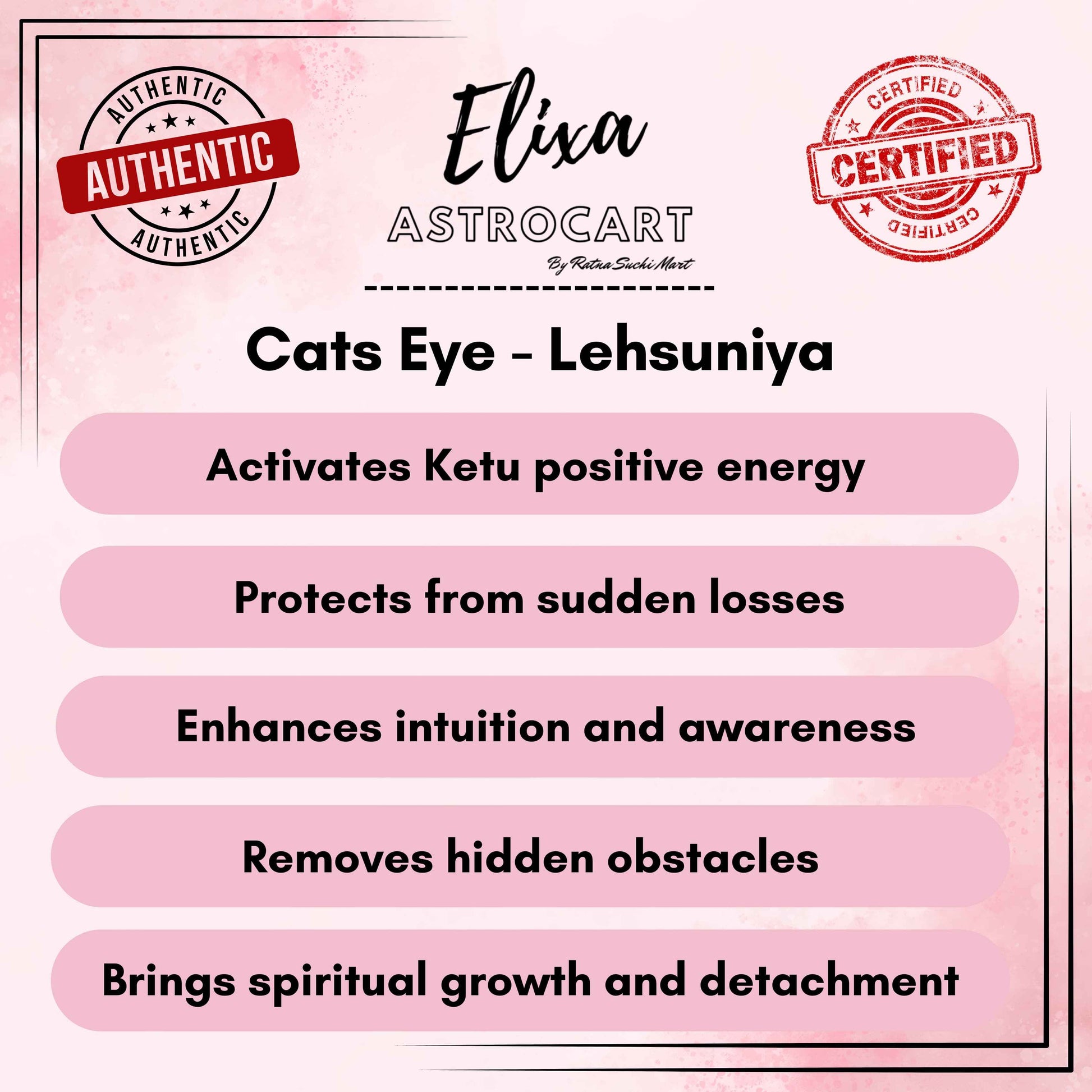 Cat’s Eye (Lehsunia) – Powerful Ketu Gemstone for Luck, Protection & Spiritual Growth | Lab Certified | Natural | 100% Original