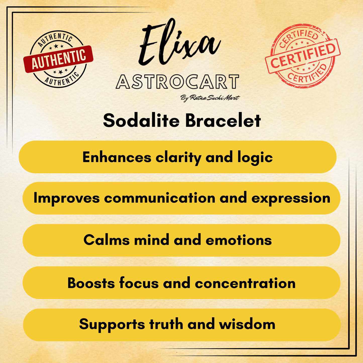 Sodalite Bracelet [Certified | Abhimantrit - Energized | 100% Original and Natural]